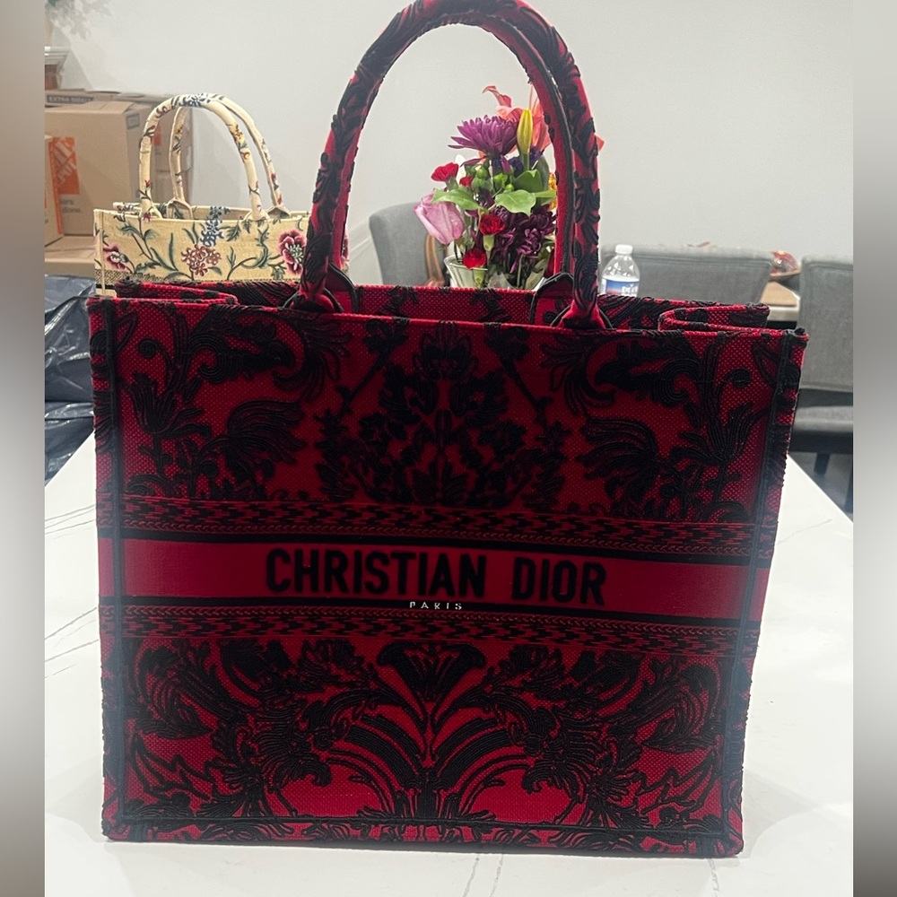 Dior Red and Black Book Tote